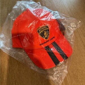 Lamborghini Squadra Corse Orange Hat Cap Racing Stripe NEW Sealed